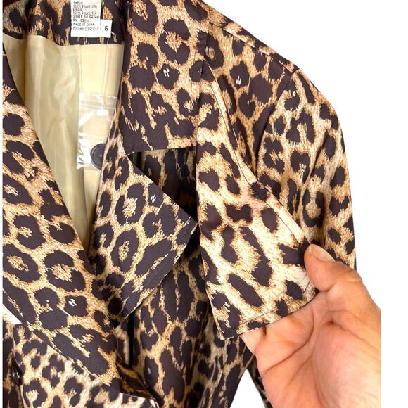 WESTPORT Short Trench Coat in Cat Print Browns and Cream Women's Size 6 - Picture 3 of 13